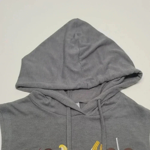 {Disney Parks} Currently Craving Snacks Print Grey Sleevesless Hooded Sweater - Picture 6 of 10
